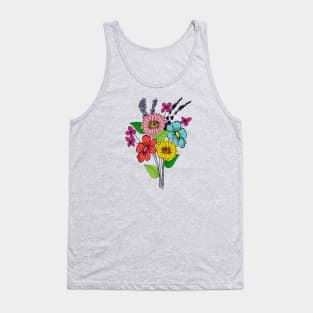 Colorful hand drawn flower bouquet Tank Top